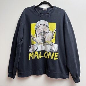Post Malone Port & Company Oversized Black Graphic Crewneck Popover Sweatshirt